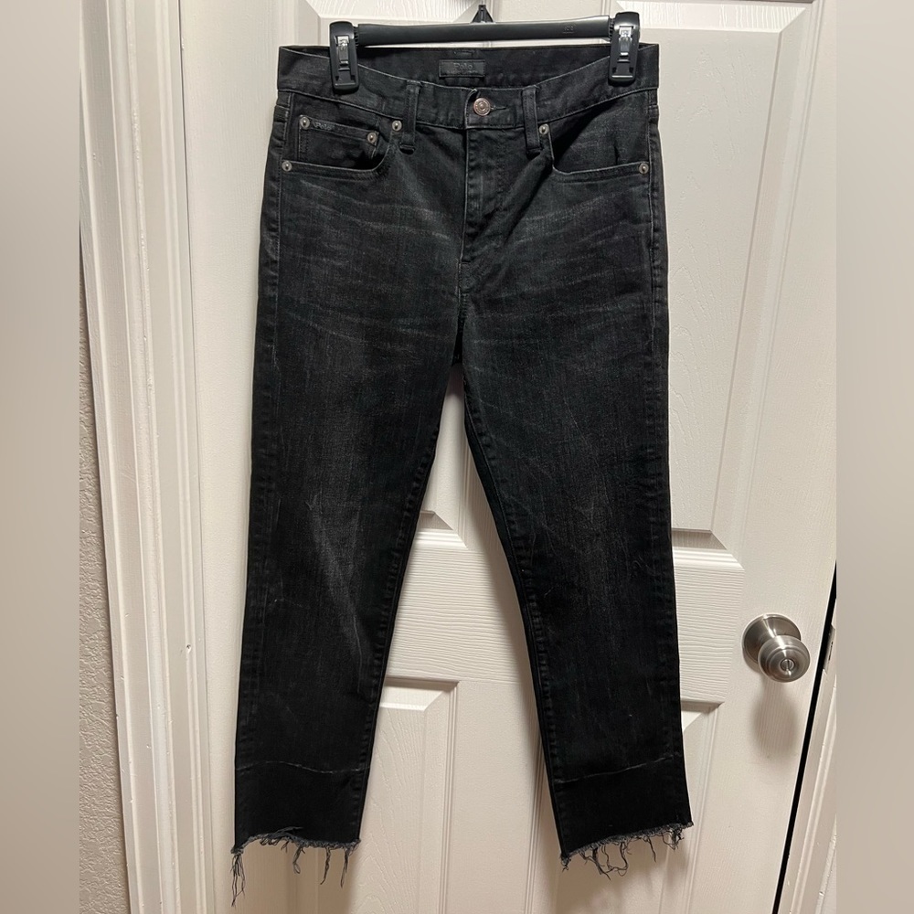 Polo Ralph Lauren | The‎ Waverly Straight High Rise Crop Black Distressed Sz 28